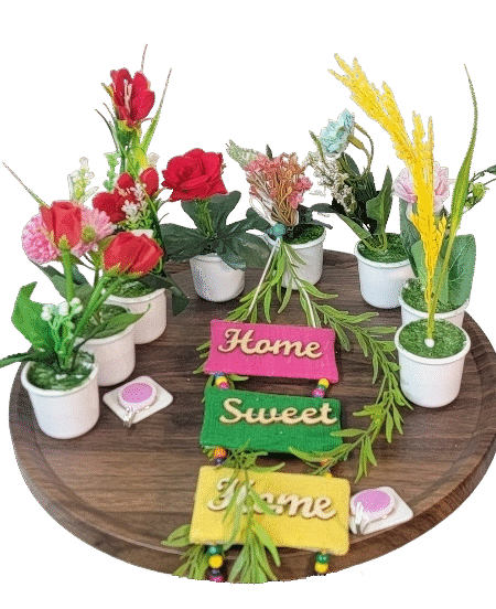 Home Decor Combo 1000 (বাবুই পাখির বাসা + লতা + ২ পিস পাখি, লতার ঝাড় হ্যাঙ্গার সহ, সুইট হোম, ৬ পিস ফুলসহ টব, ৩ পিস ওয়াল ম্যাট, ৩ পিস ওয়াল ক্লিপ