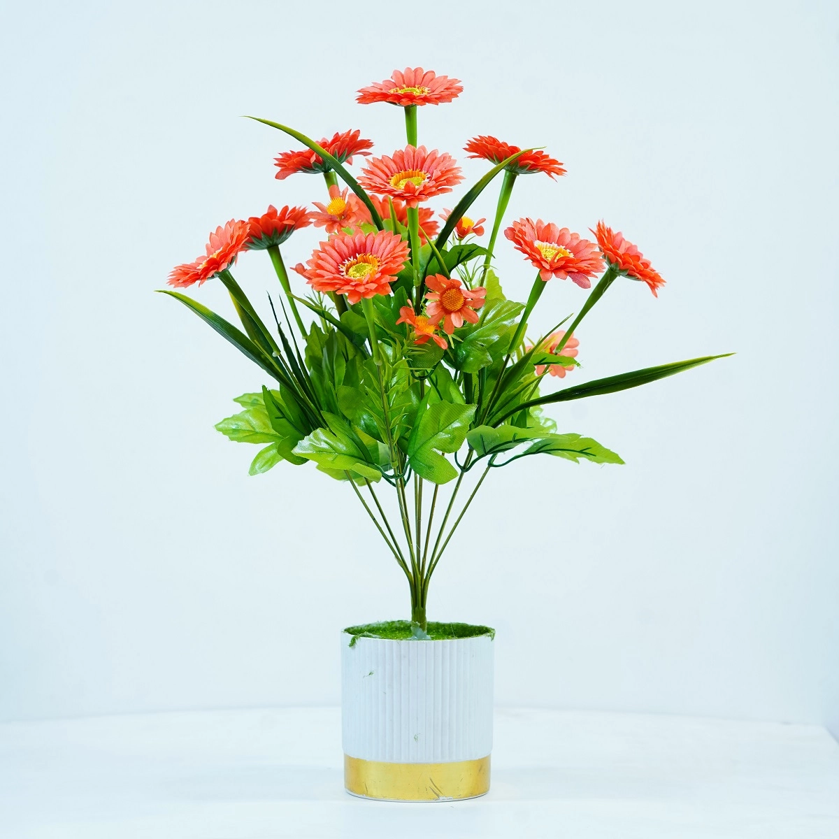 আর্টিফিশিয়াল ফুলের টব জিনিয়া - Bilashi Shop